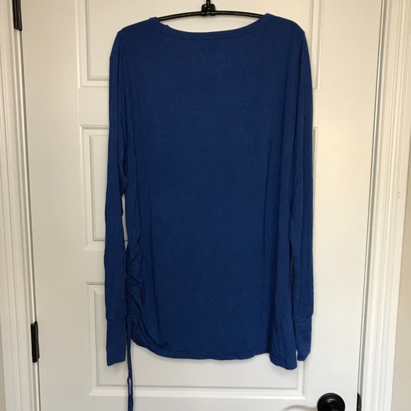 Evy's Tree The Layering Leaves‎ Rayon Blend Ruched Side Blue Long Sleeve Top L - Picture 3 of 9